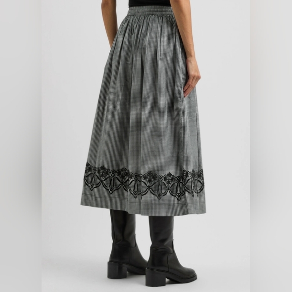 Damson Madder Keeley Gingham Cotton Midi Skirt Black EU Size 14 (See Measuremen) - Picture 3 of 10